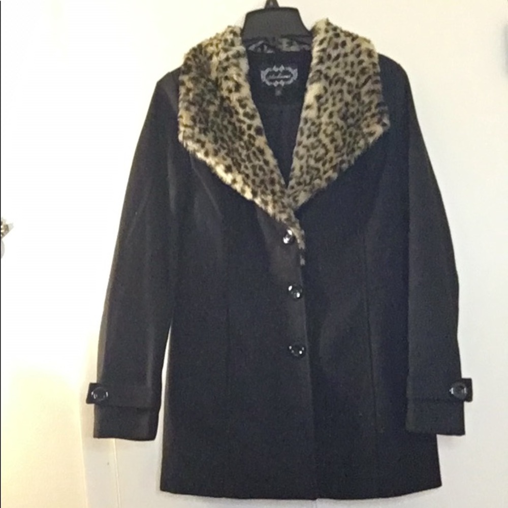 Animal print pea coat